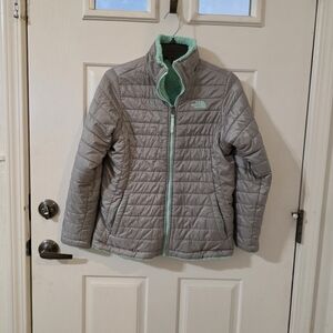 The North Face Gray and Mint Quilted Jacket